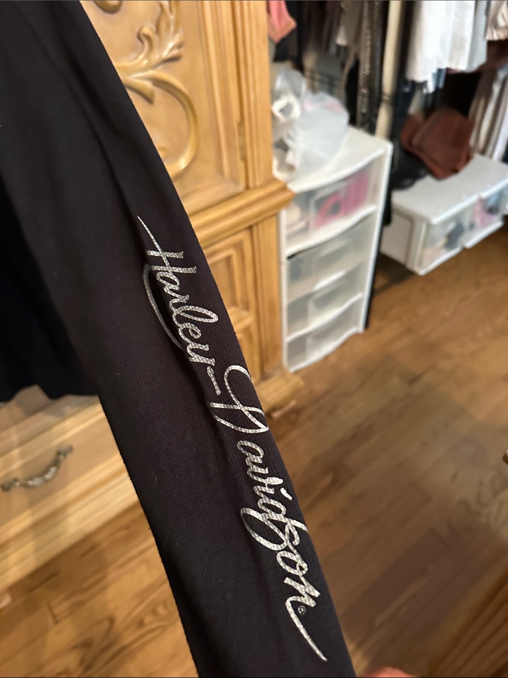 Embellished Black Hooded Henley Top - Women's - Picture 3 of 4